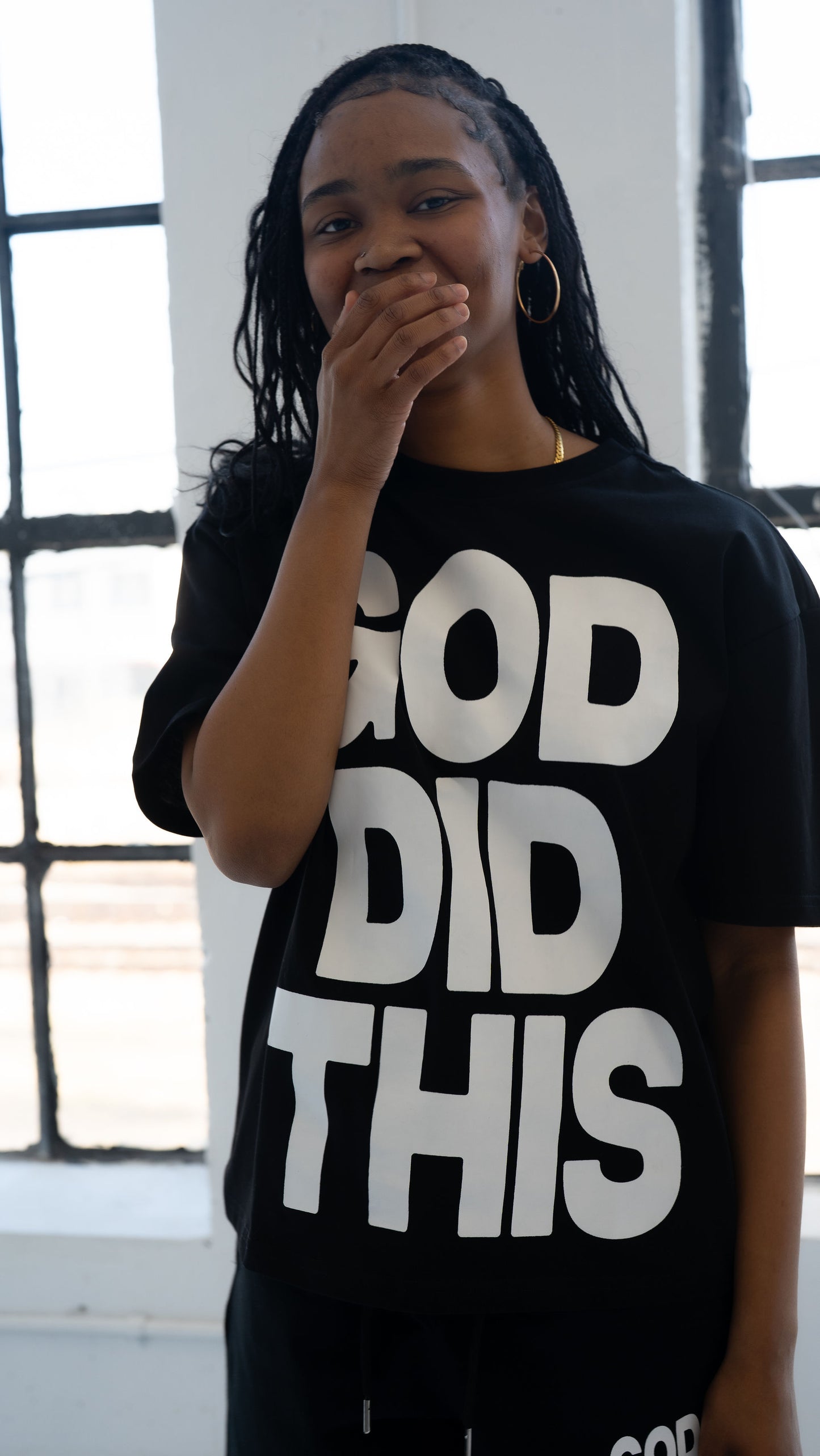 Short Sleeve God Did- Black